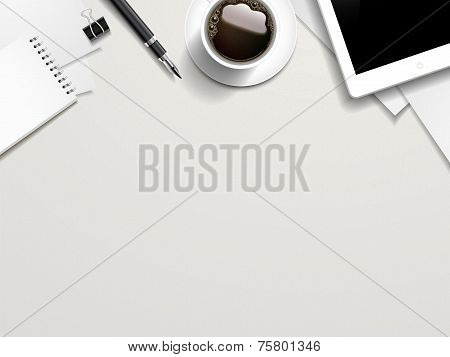 Working Place Elements On White Table