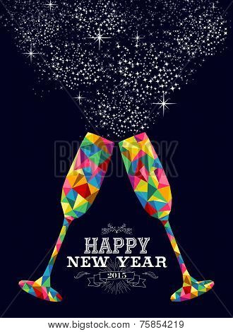 New Year 2015 Color Glass Greeting Card