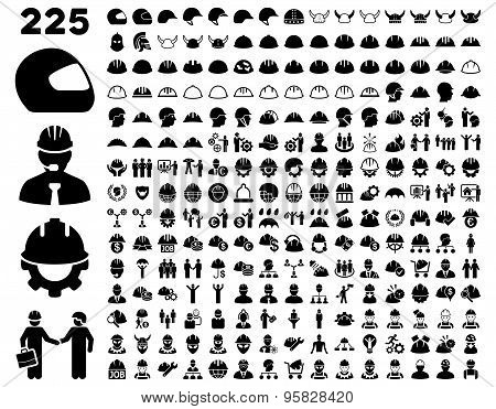 Work Safety and Helmet Icon Set.