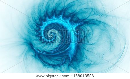 Space snail. Spiral Galaxy. 3D surreal illustration. Sacred geometry. Mysterious psychedelic relaxation pattern. Fractal abstract texture. Digital artwork graphic astrology magic