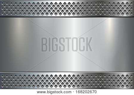 Metallic background, metal plate texture - vector polished metal