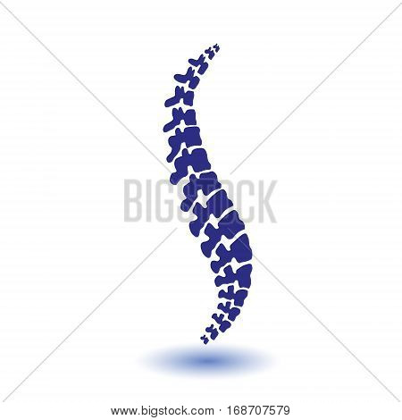 Vector logo template. Human spine isolated silhouette illustration. Spine pain medical center, clinic, rehabilitation, diagnostic, surgery logo element. Flat modern silhouette illustration. Scoliosis