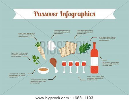 Passover seder flat icons . happy Jewish holiday Pesach