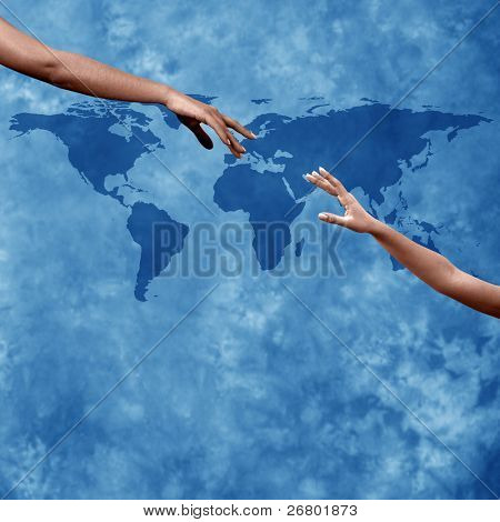 close up shot of hands reaching each other