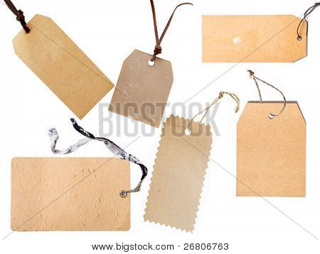 collection of price tag or address labels