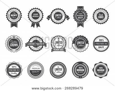 Vintage Premium Badge. Luxury High Quality Best Choice Labels Or Logos For Stamps Vector Collection 