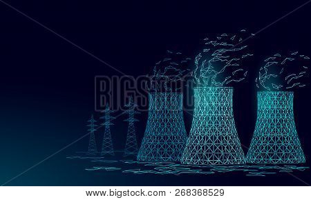 Nuclear Power Station Cooling Tower Low Poly. 3d Render Ecology Pollution Save Planet Environment Co