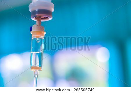 Saline Iv Drip Fluid Intravenous Drop  Hospital Room,medical Concept,treatment Emergency And Injecti