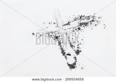 Cross Made Of Ashes, Ash Wednesday, Lent Season Vintage Abstract Background