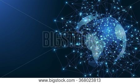 Global Network Connection Concept. Big Data Visualization. Social Network Communication In The Globa