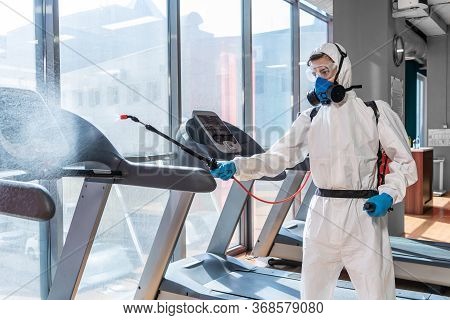 Cleaning And Disinfection In Crowded Places Amid The Coronavirus Epidemic Gym Cleaning And Disinfect