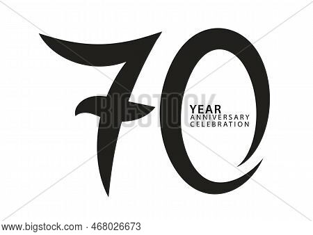 70 Year Anniversary Celebration Black Color Logotype Vector, 70 Number Design, 70th Birthday Invitat