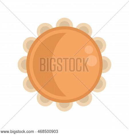 Play Tambourine Icon Flat Vector. Music Samba. Musical Instrument Isolated