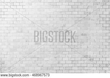 Wall White Brick Wall Texture Background. Brickwork Or Stonework Flooring Interior Rock Old Pattern 