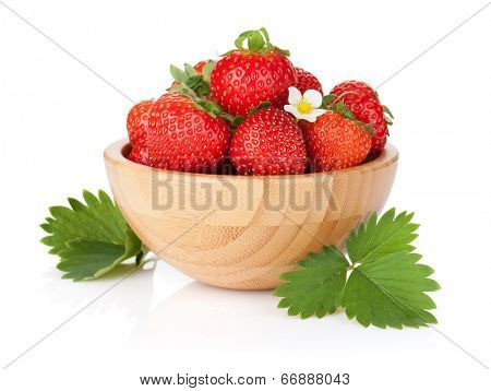 Fresh strawberry bowl. Isolated on white background