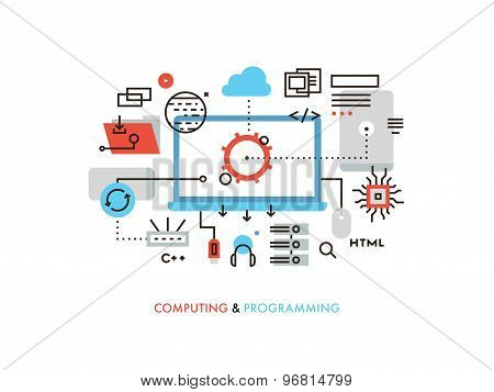 Computing And Programming Flat Line Illustration