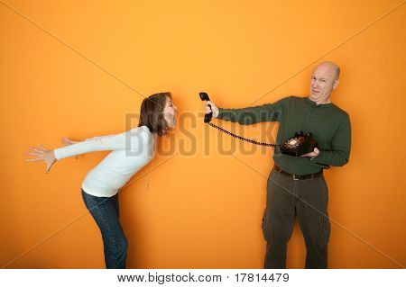 Woman Screaming On Telephone Conversation