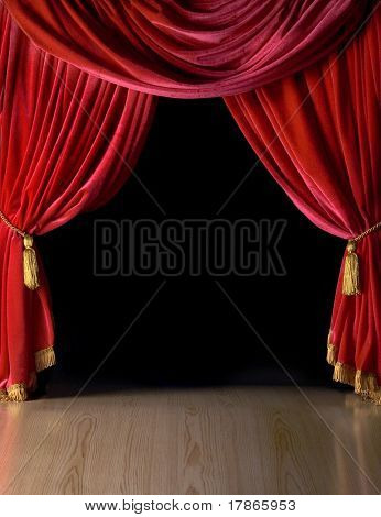 Red velvet theater curtains