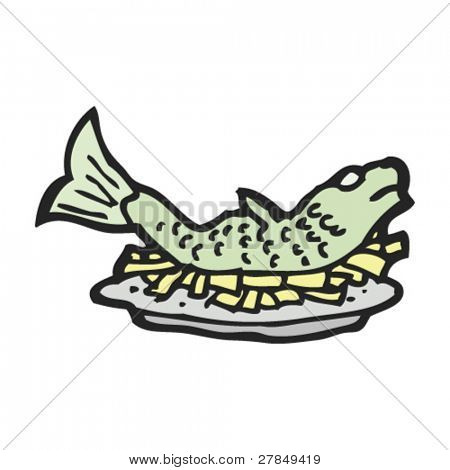 disegno eccentrico di fish and chips