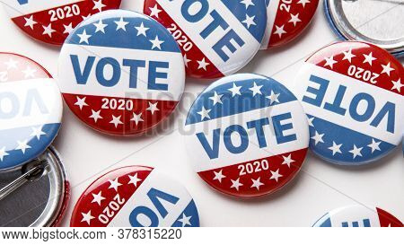 Election Day. United States Of America President Voting 2020. Election Voting Buttons On White Backg