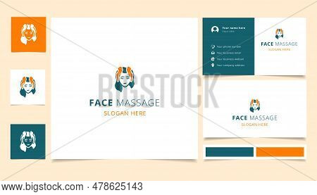 Face Massage Logo Design With Editable Slogan. Branding Book And Business Card Template.