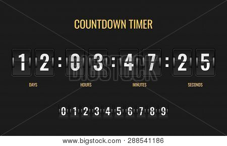 Countdown Timer. Meter Scoreboard Digital Watch Mechanics Counter Information Down Number Counting C