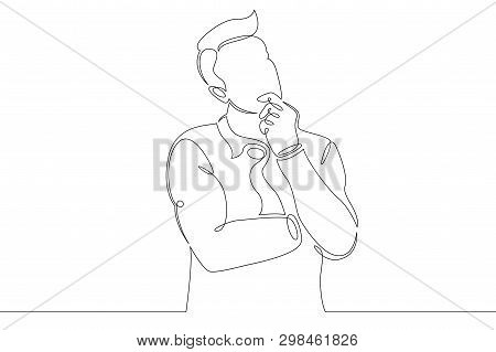 One Continuous Single Drawn Line Art Doodle Businessman Thinks, Decides, Idea, Customer Relationship