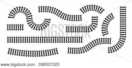 Railway Train Track Vector Route. Rail Pattern Round Circular Curve Railroad Path Icon