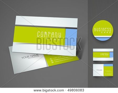 Elegant professional and designer business card set or visiting card set in green and blue color. 