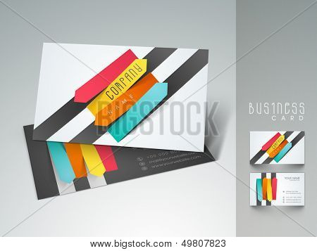 Stylish professional and designer business card set or visiting card set with colorful stripes. 