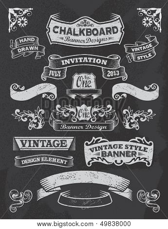 Hand drawn blackboard banner vector illustration with texture added