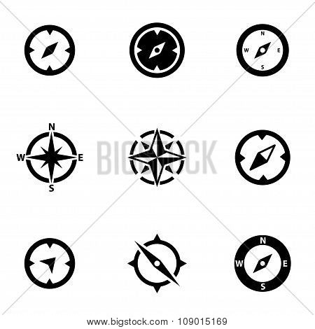 Vector black compass icon set