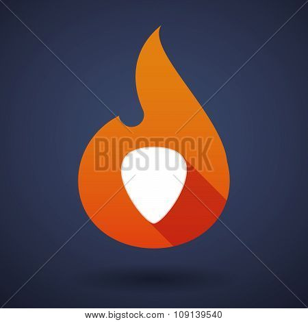 Long Shadow Vector Flame Icon With A Plectrum