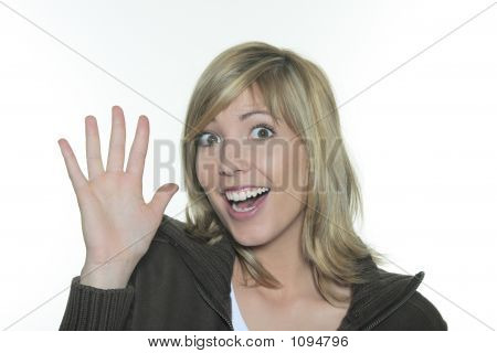 Young Blond Caucasian Smilling Woman