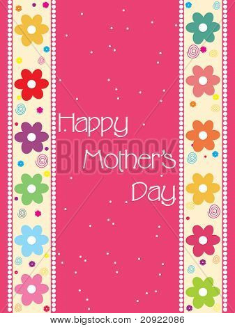 pretty mother day card with colorful flower border