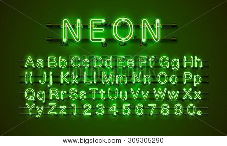 Neon Font City. Neon Green Font. Lamp Green Font. Alphabet Font.