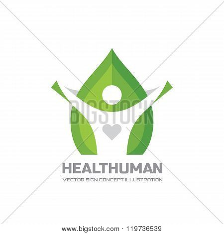 Healt Human - vector logo Concept illustration in flat style design. Human character logo sign.