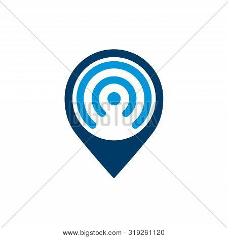 Wifi Location Icons, Wifi Connection Signal Icon With Map Pointer Or Location In The Circle. Vector 