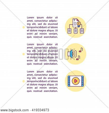 Reproduction And Creation Of Derivative Work Concept Line Icons With Text. Ppt Page Vector Template 