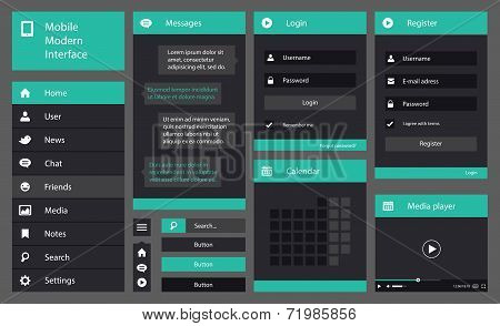 Illustration of flat design mobile interface