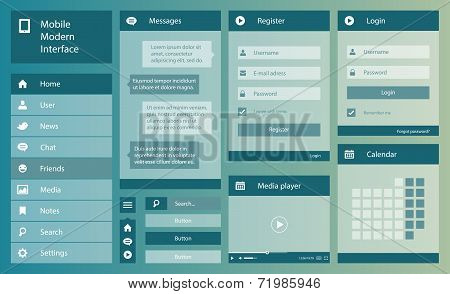 Illustration of flat design mobile interface