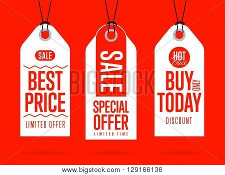 Sale tag with special ad offer. Half price sale tag. Best price tag. Sale tag. Discount offer. Advertisement tag. Vector illustration of sale tag. Design of ad offer. Special offer sale tag. Template sale tag. Discount tag. Sale offer. Three sale tag. Tag