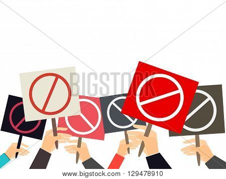 Hands Holding Protest Signs. Crowd Of Protesters. Political Crisis Poster. Hand Holding A Poster. Ve