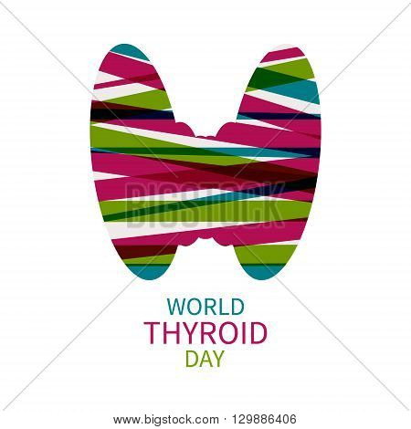 World Thyroid Day poster with silhouette of thyroid gland. Thyroid solidarity day. Vector illustration.