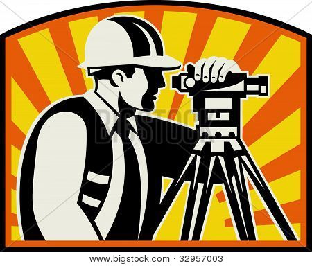 Surveyor Engineer Theodolite Total Station Retro