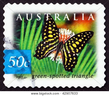 Postage Stamp Australia 2003 Green-spotted Triangle Butterfly