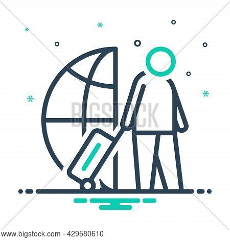 Mix Icon For Immigrant Travel Migrant Alien Foreigner Migrant Outsider Newcomer Non-native Stranger