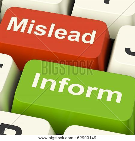 Mislead Inform Keys Shows Misleading Or Informative Advice