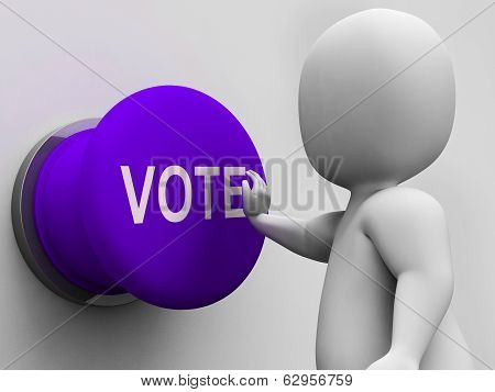 Vote Button Means Choosing Electing Or Poll