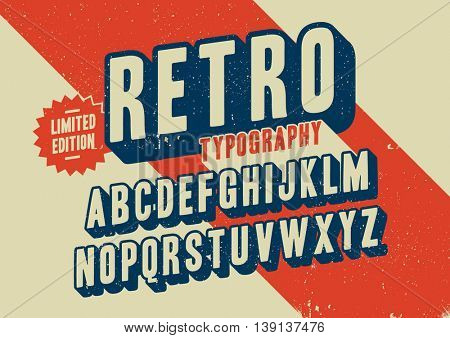 Vector of stylized retro font and alphabet